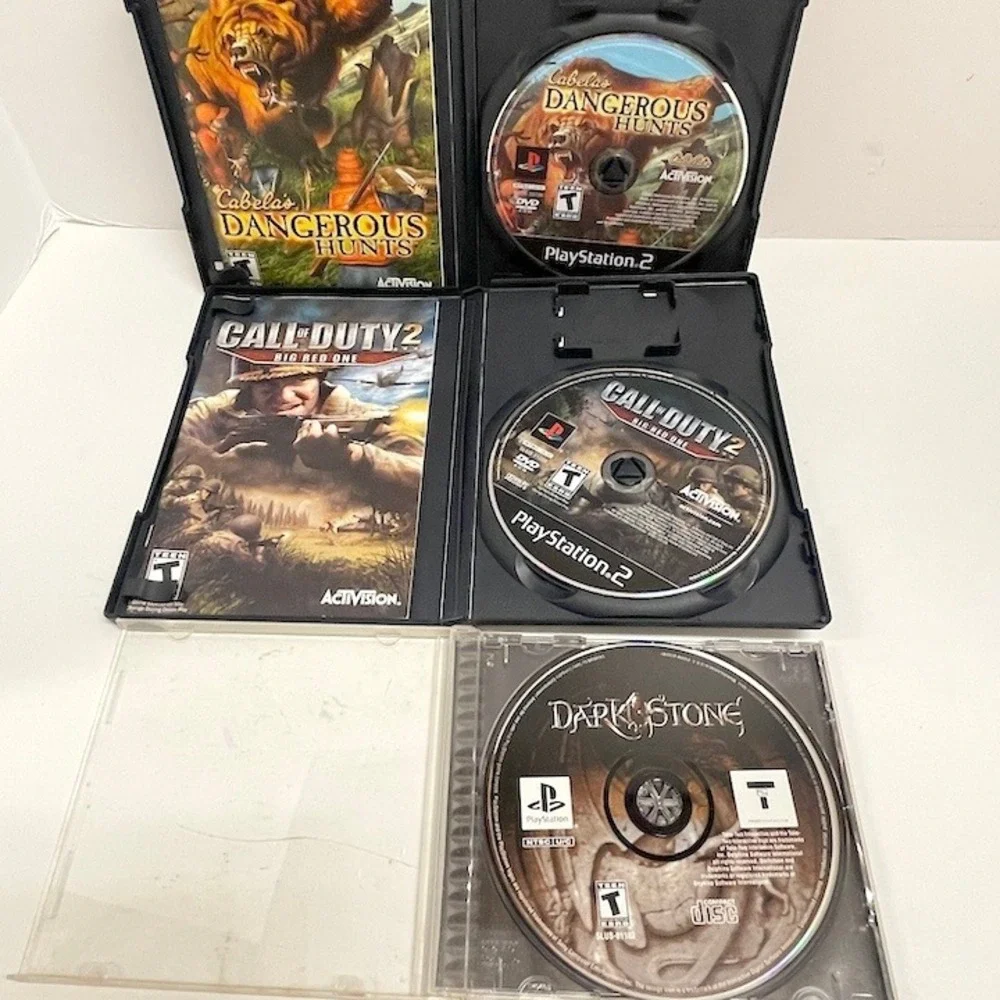 3 Vintage PS2 Ps1 Gems Call of Duty‎ 2 Dangerous Hunts Dark Stone Untested
